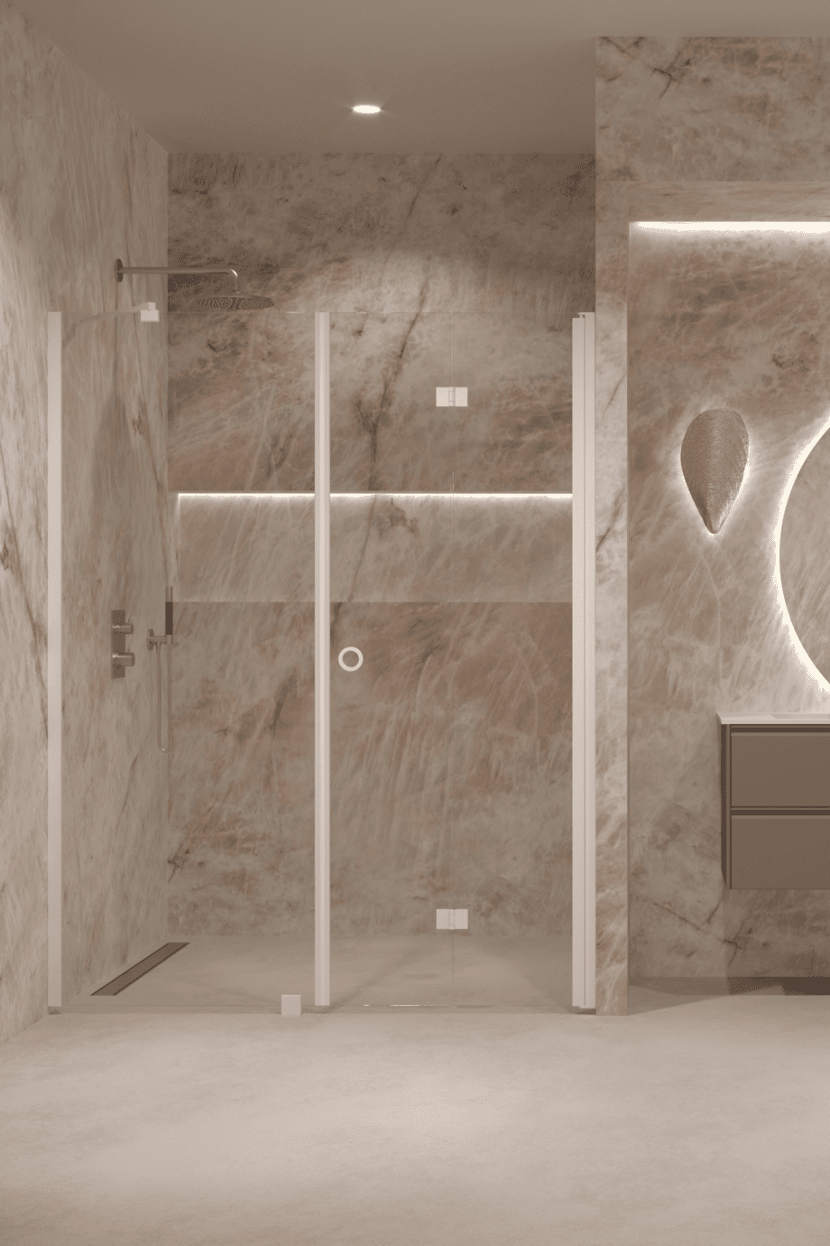 Alcove shower screen Hietakari Forma 318, fixed wall + folding door Alcove shower screen Hietakari Forma 318, fixed wall + folding door