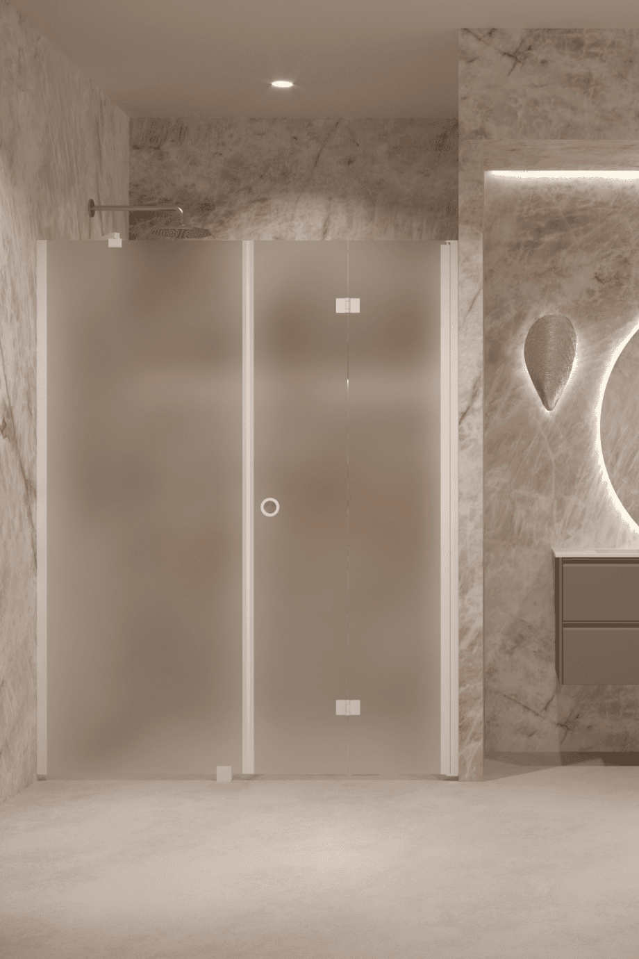 Alcove shower screen Hietakari Forma 318, white frame, satin frosted glass Alcove shower screen Hietakari Forma 318, white frame, satin frosted glass