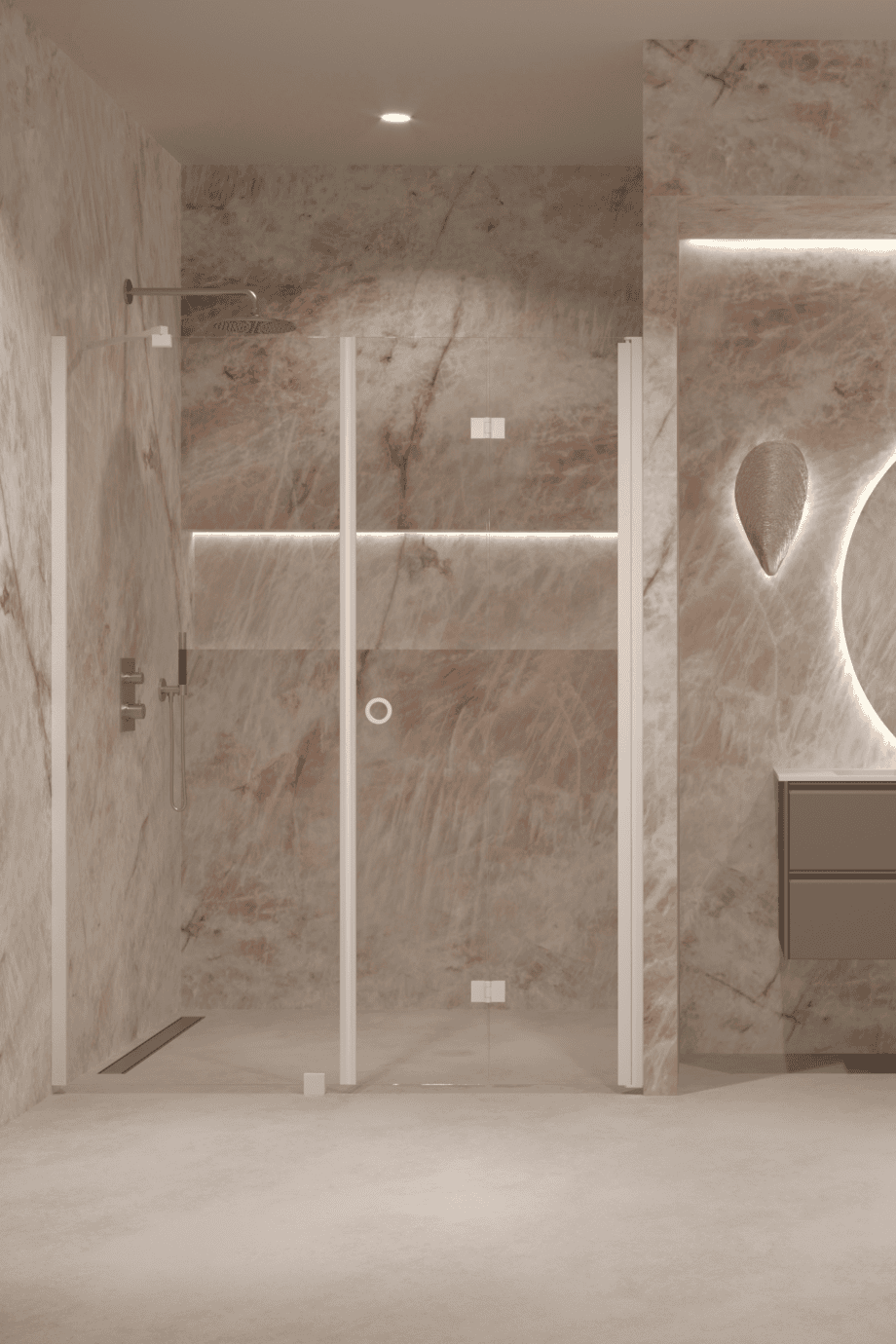 Alcove shower screen Hietakari Forma 318, white frame, super bright glass Alcove shower screen Hietakari Forma 318, white frame, super bright glass