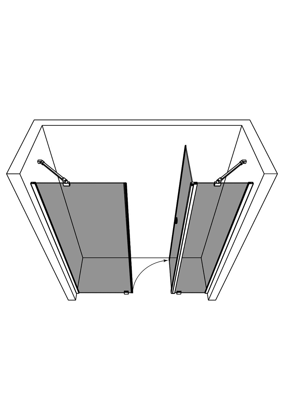 Alcove shower screen Hietakari Forma 319, fixed wall + hinged door with fixed part – 4