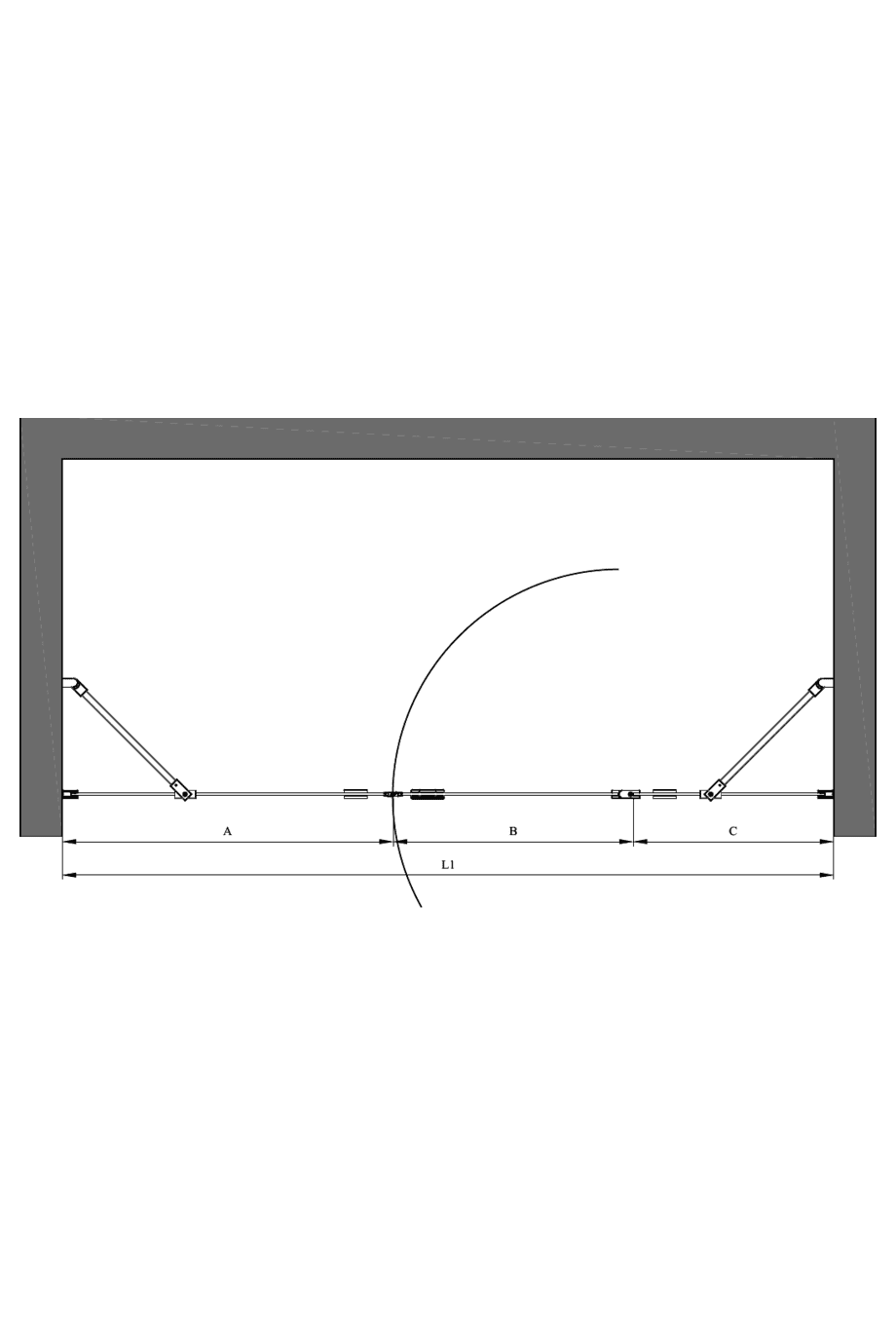 Alcove shower screen Hietakari Forma 319, fixed wall + hinged door with fixed part – 2