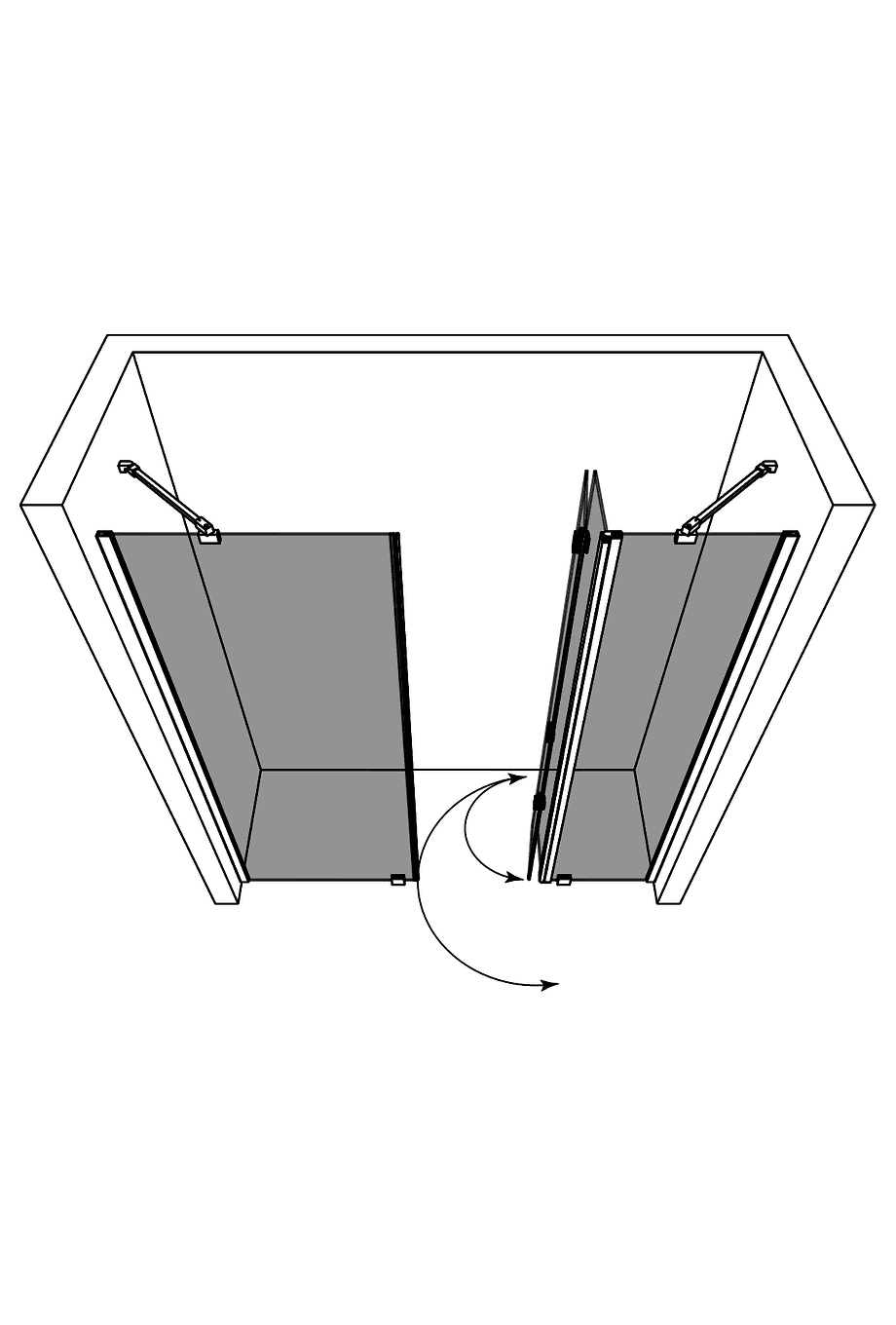 Alcove shower screen Hietakari Forma 320 – 3D drawing 2 Alcove shower screen Hietakari Forma 320 – 3D drawing 2
