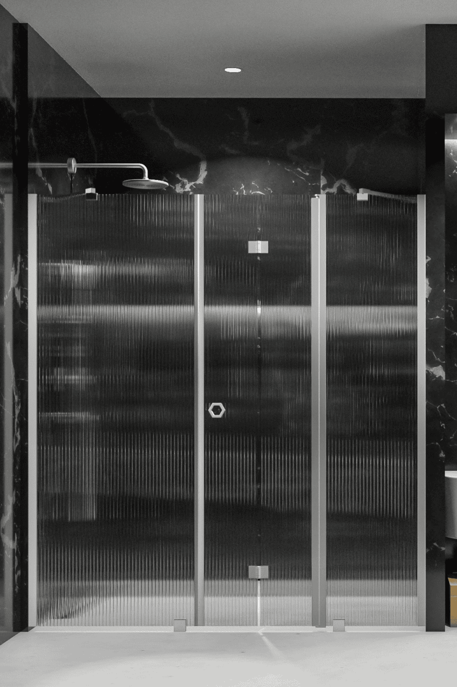 Alcove shower screen Hietakari Forma 320, aluminium frame, reeded glass Alcove shower screen Hietakari Forma 320, aluminium frame, reeded glass