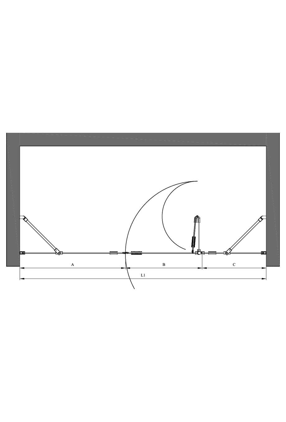 Alcove shower screen Hietakari Forma 320 – dimension drawing Alcove shower screen Hietakari Forma 320 – dimension drawing