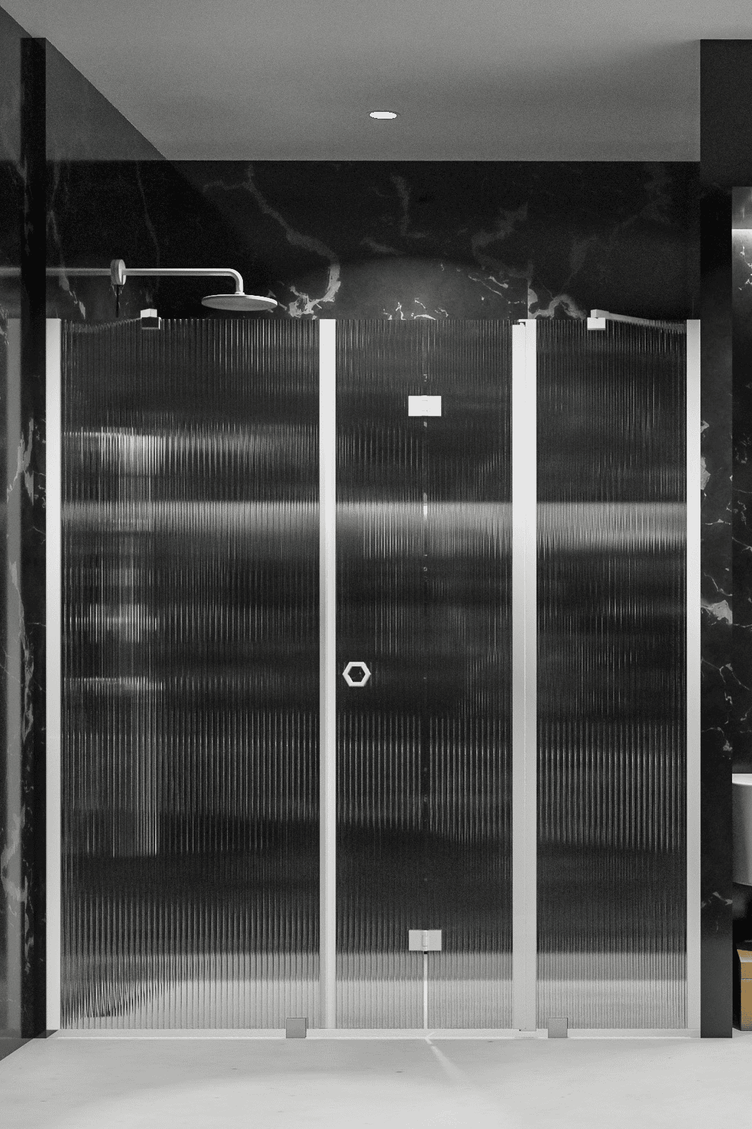 Alcove shower screen Hietakari Forma 320, fixed wall + folding door with fixed part