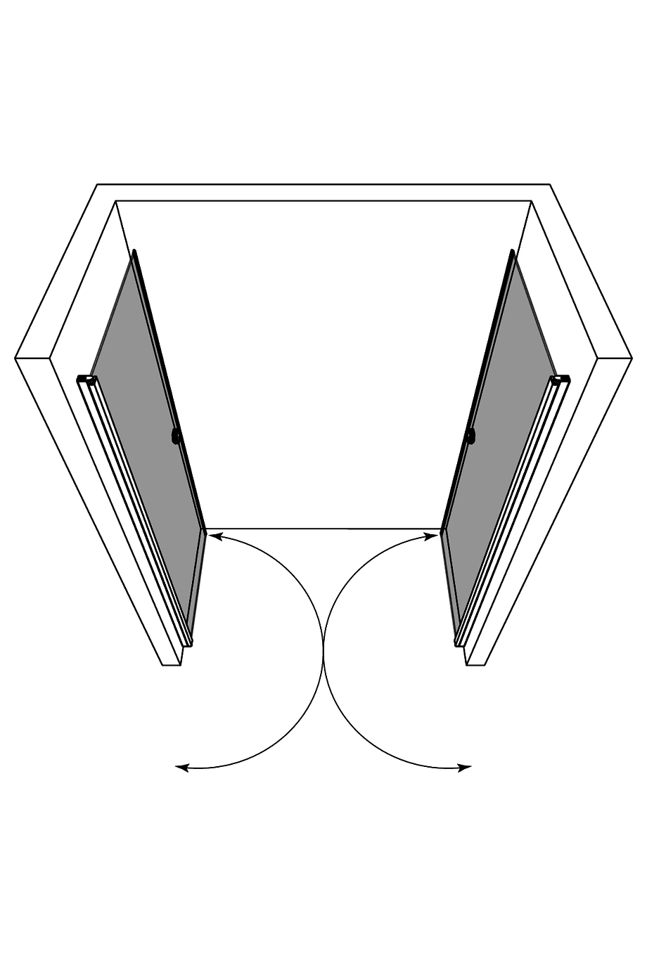 Alcove shower screen Hietakari Forma 321 – 3D drawing 2 Alcove shower screen Hietakari Forma 321 – 3D drawing 2