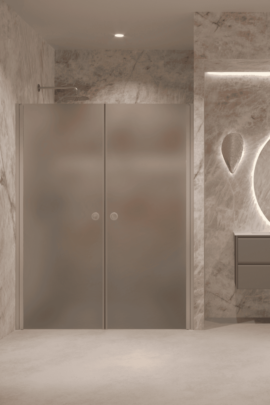 Alcove shower screen Hietakari Forma 321, aluminium frame, grey satin glass Alcove shower screen Hietakari Forma 321, aluminium frame, grey satin glass