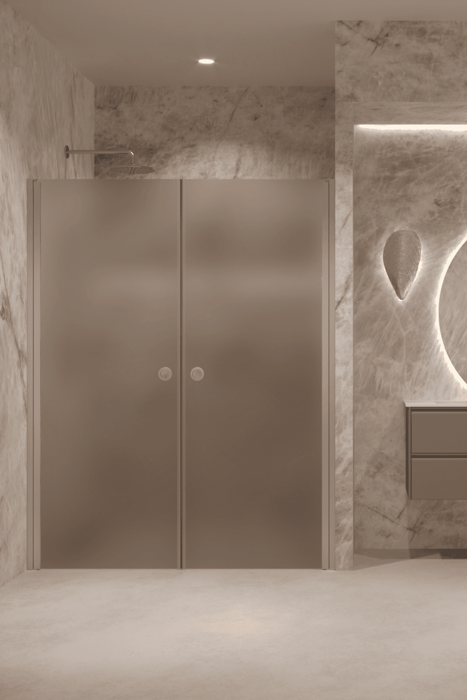 Alcove shower screen Hietakari Forma 321, aluminium frame, brown satin glass Alcove shower screen Hietakari Forma 321, aluminium frame, brown satin glass