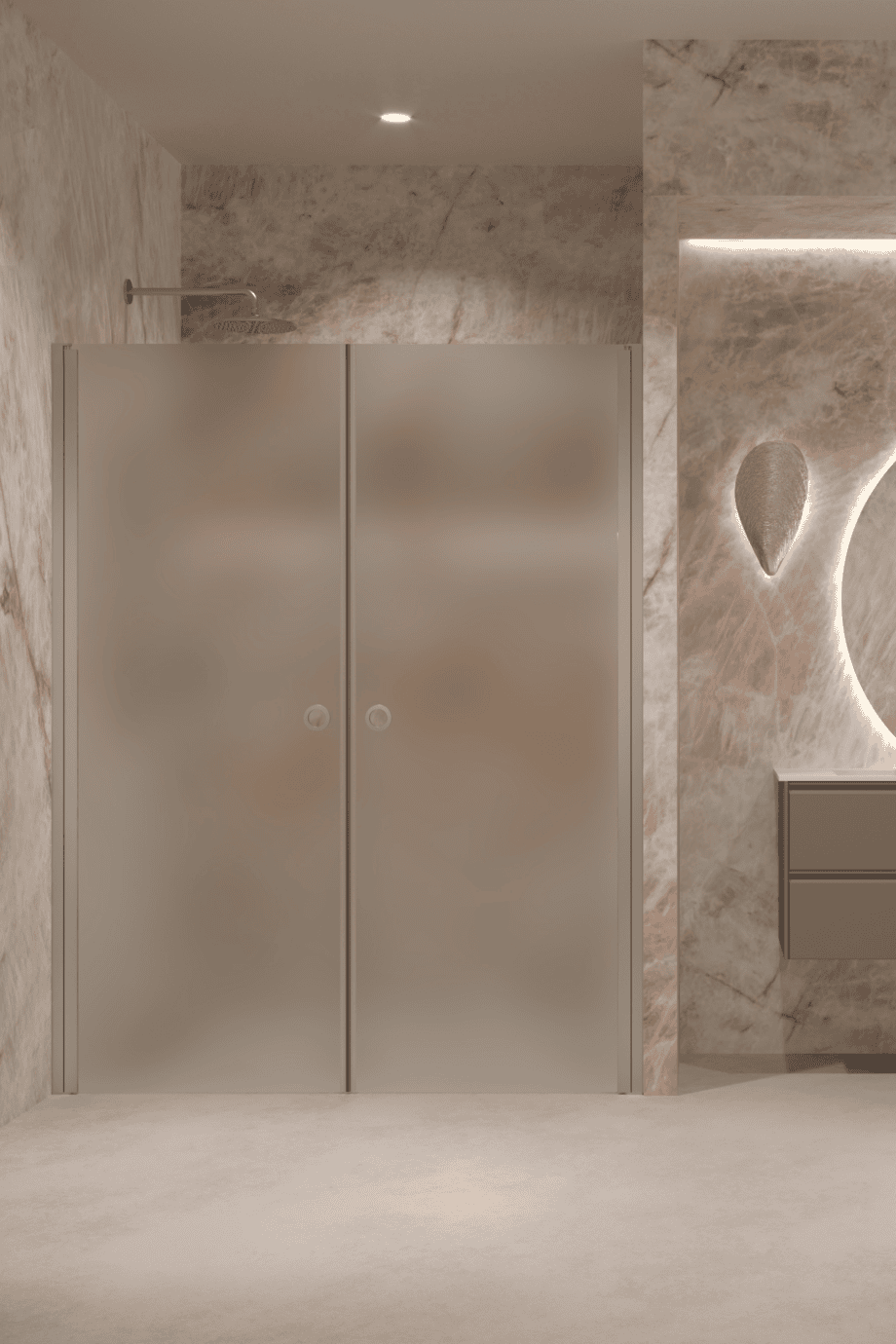 Alcove shower screen Hietakari Forma 321, aluminium frame, satin frosted glass Alcove shower screen Hietakari Forma 321, aluminium frame, satin frosted glass