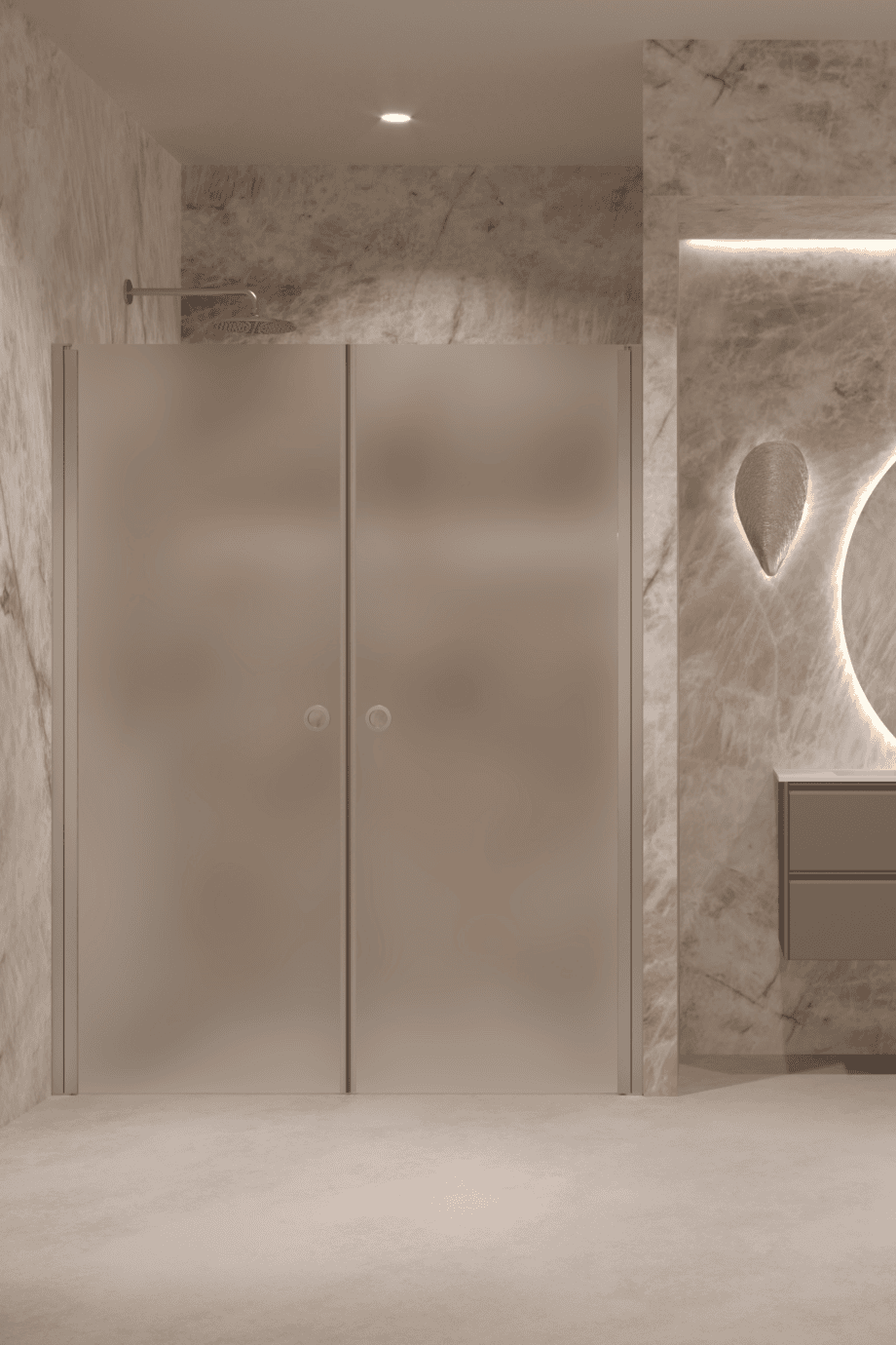 Alcove shower screen Hietakari Forma 321, aluminium frame, super bright satin glass Alcove shower screen Hietakari Forma 321, aluminium frame, super bright satin glass