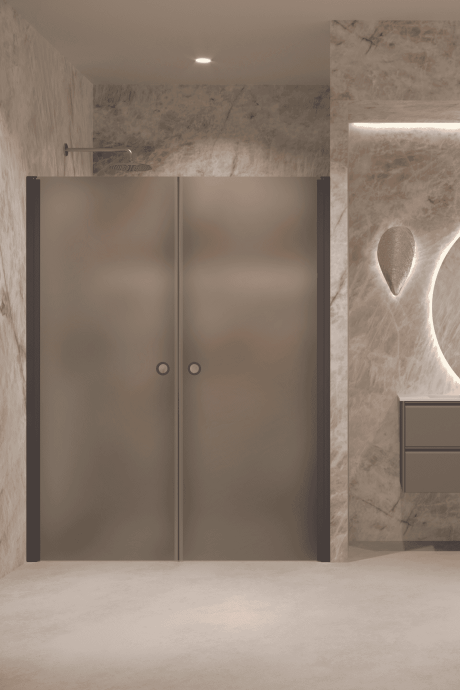 Alcove shower screen Hietakari Forma 321, Cocoa frame, grey satin glass Alcove shower screen Hietakari Forma 321, Cocoa frame, grey satin glass