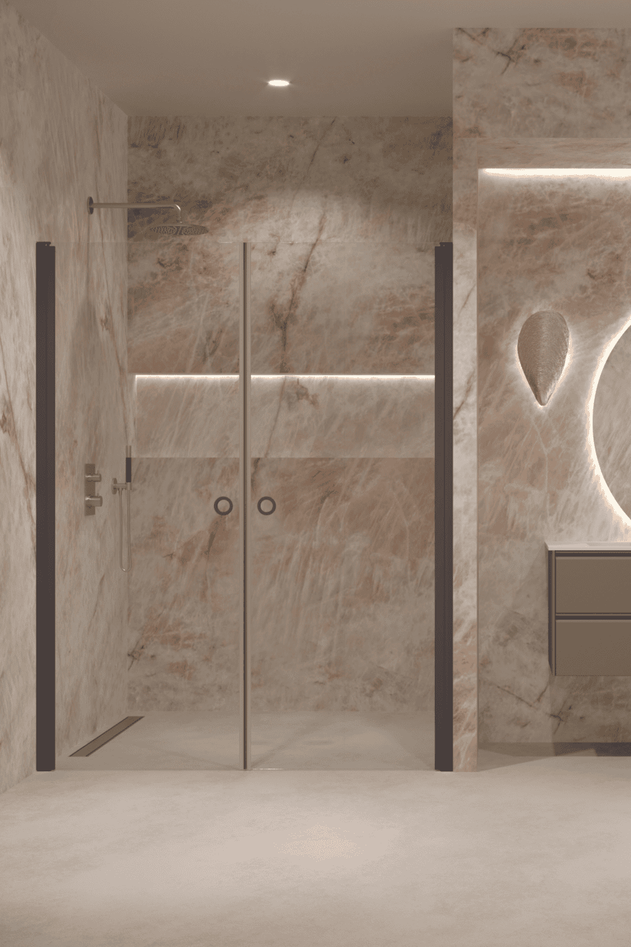 Alcove shower screen Hietakari Forma 321, Cocoa frame, clear glass Alcove shower screen Hietakari Forma 321, Cocoa frame, clear glass