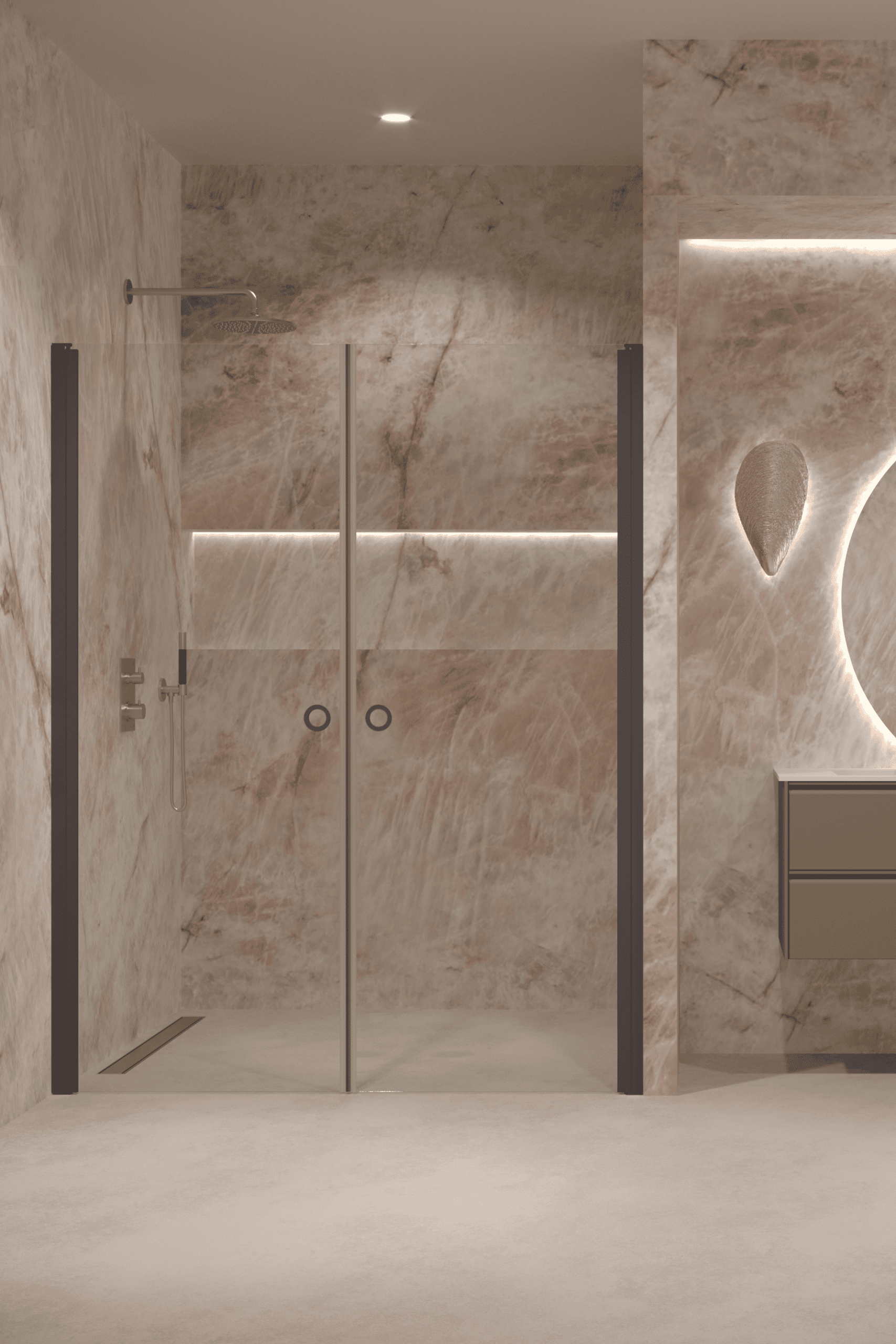 Alcove shower screen Hietakari Forma 321, Cocoa frame, clear glass Alcove shower screen Hietakari Forma 321, Cocoa frame, clear glass