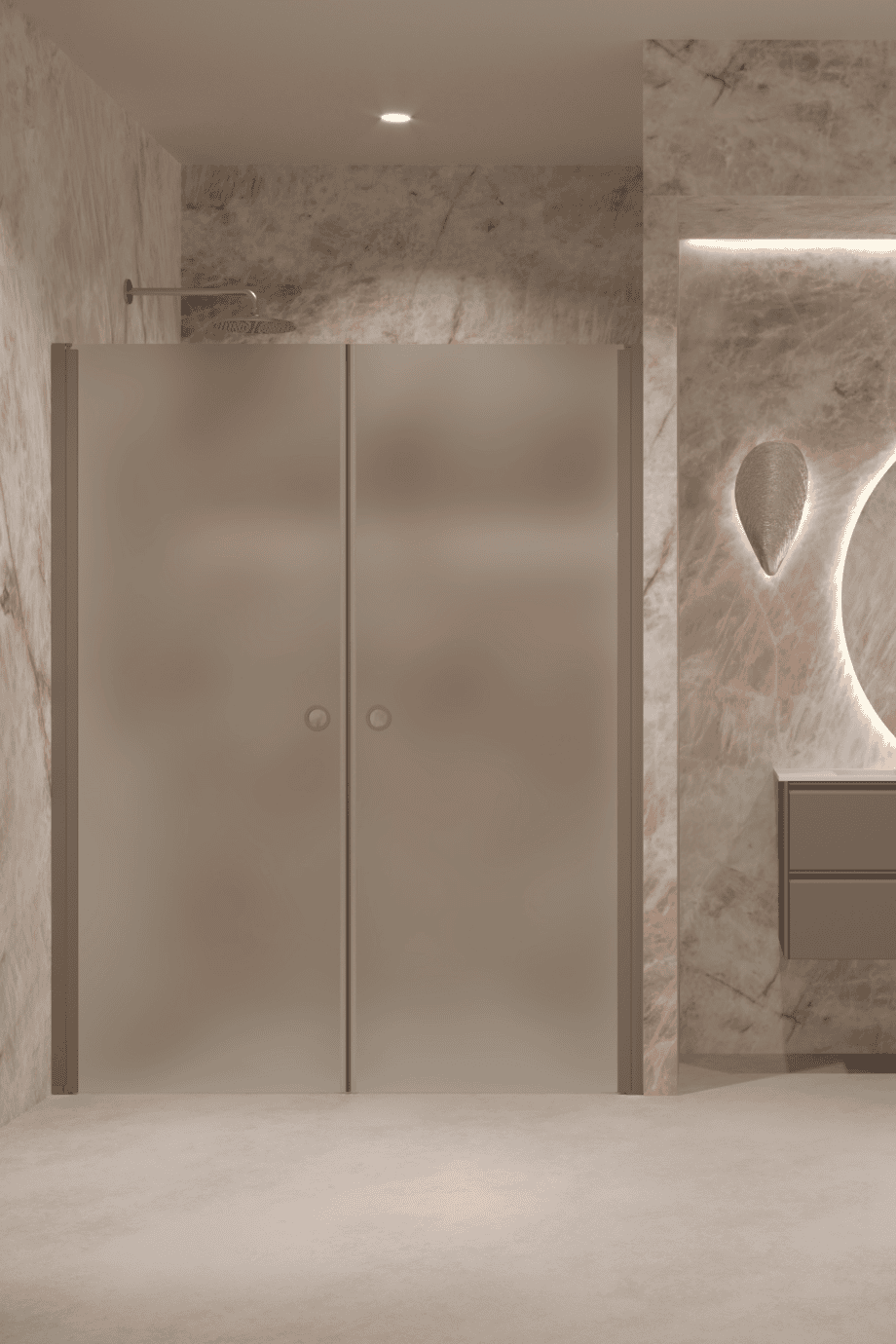 Alcove shower screen Hietakari Forma 321, Mocha frame, satin frosted glass Alcove shower screen Hietakari Forma 321, Mocha frame, satin frosted glass