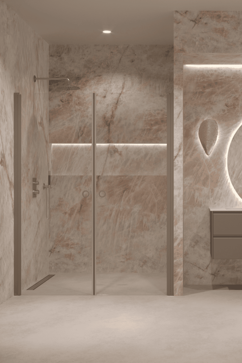 Alcove shower screen Hietakari Forma 321, Mocha frame, super bright glass Alcove shower screen Hietakari Forma 321, Mocha frame, super bright glass
