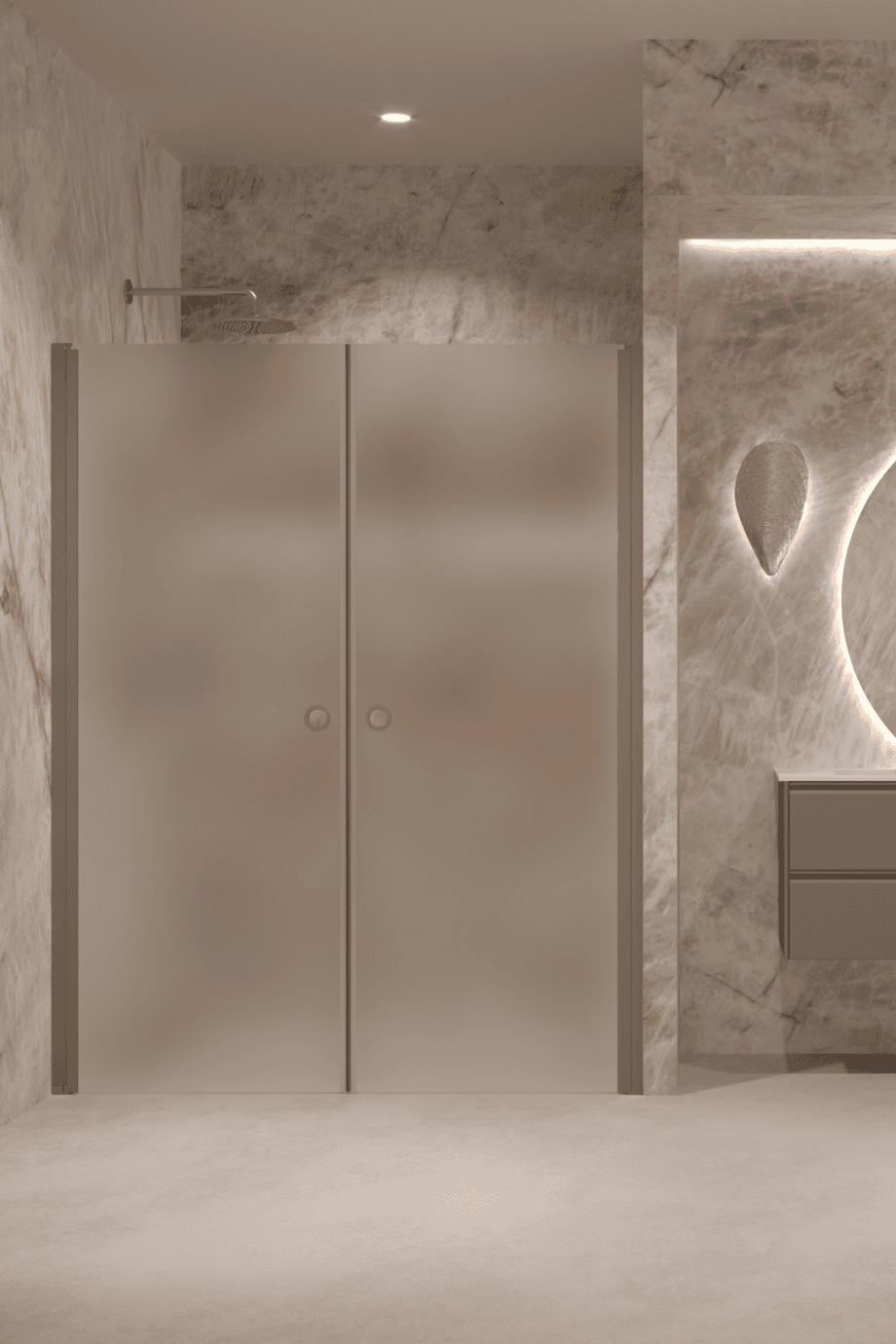 Alcove shower screen Hietakari Forma 321, Mocha frame, super bright satin glass Alcove shower screen Hietakari Forma 321, Mocha frame, super bright satin glass