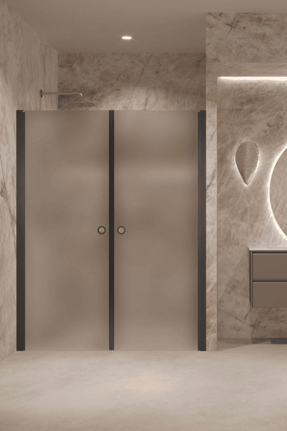 Alcove shower screen Hietakari Forma 321, black frame, satin frosted glass Alcove shower screen Hietakari Forma 321, black frame, satin frosted glass