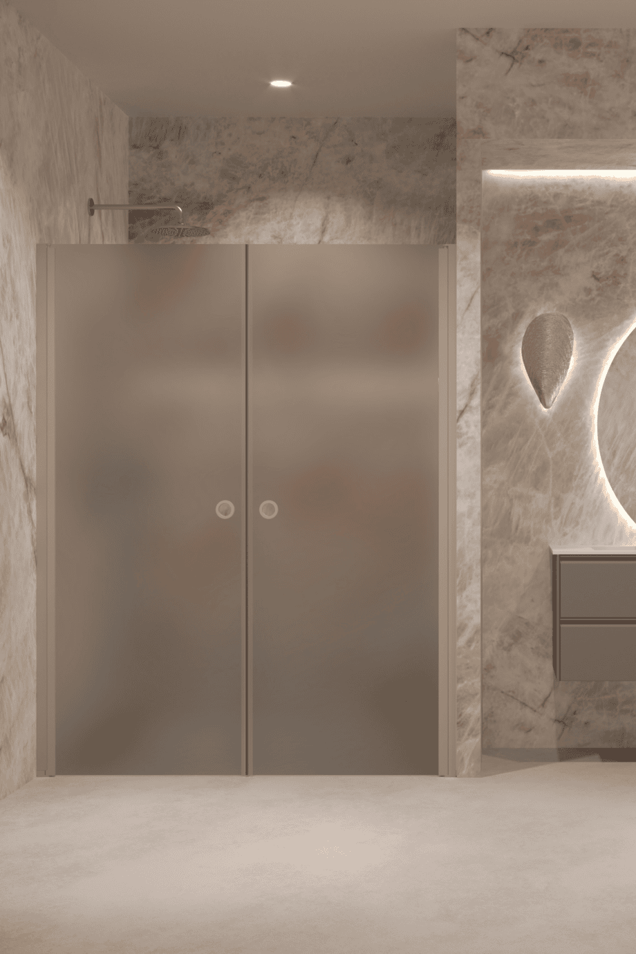 Alcove shower screen Hietakari Forma 321, Sand frame, grey satin glass Alcove shower screen Hietakari Forma 321, Sand frame, grey satin glass