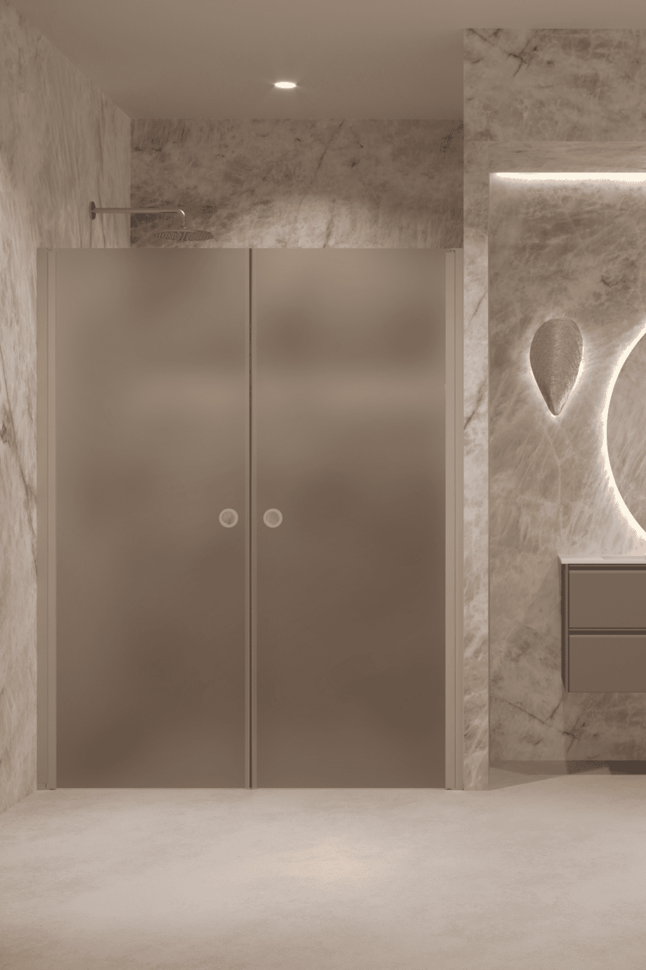 Alcove shower screen Hietakari Forma 321, Sand frame, brown satin glass Alcove shower screen Hietakari Forma 321, Sand frame, brown satin glass