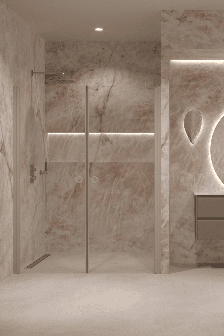 Alcove shower screen Hietakari Forma 321, Sand frame, super bright glass Alcove shower screen Hietakari Forma 321, Sand frame, super bright glass