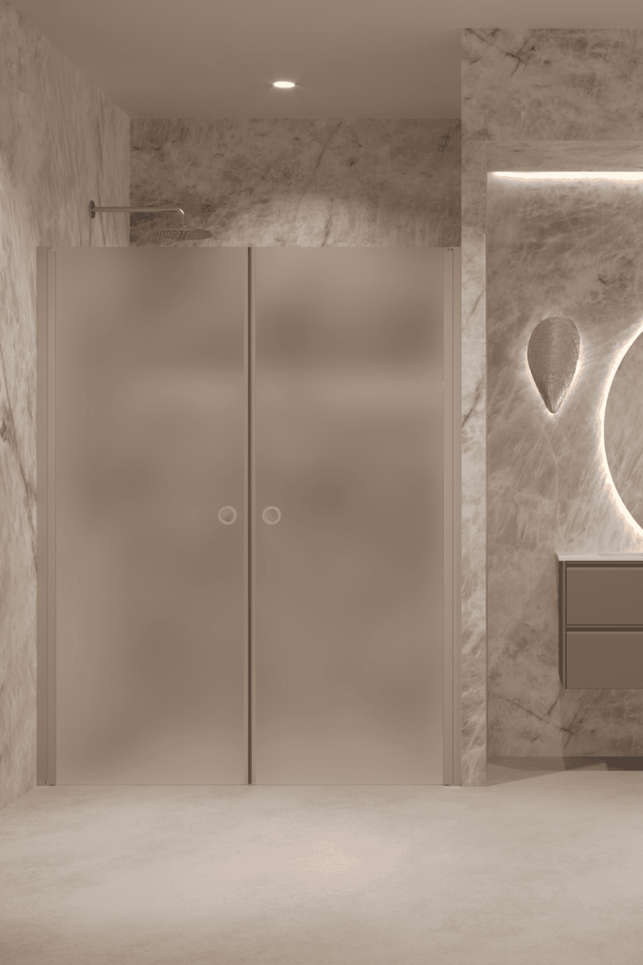 Alcove shower screen Hietakari Forma 321, Sand frame, super bright satin glass Alcove shower screen Hietakari Forma 321, Sand frame, super bright satin glass