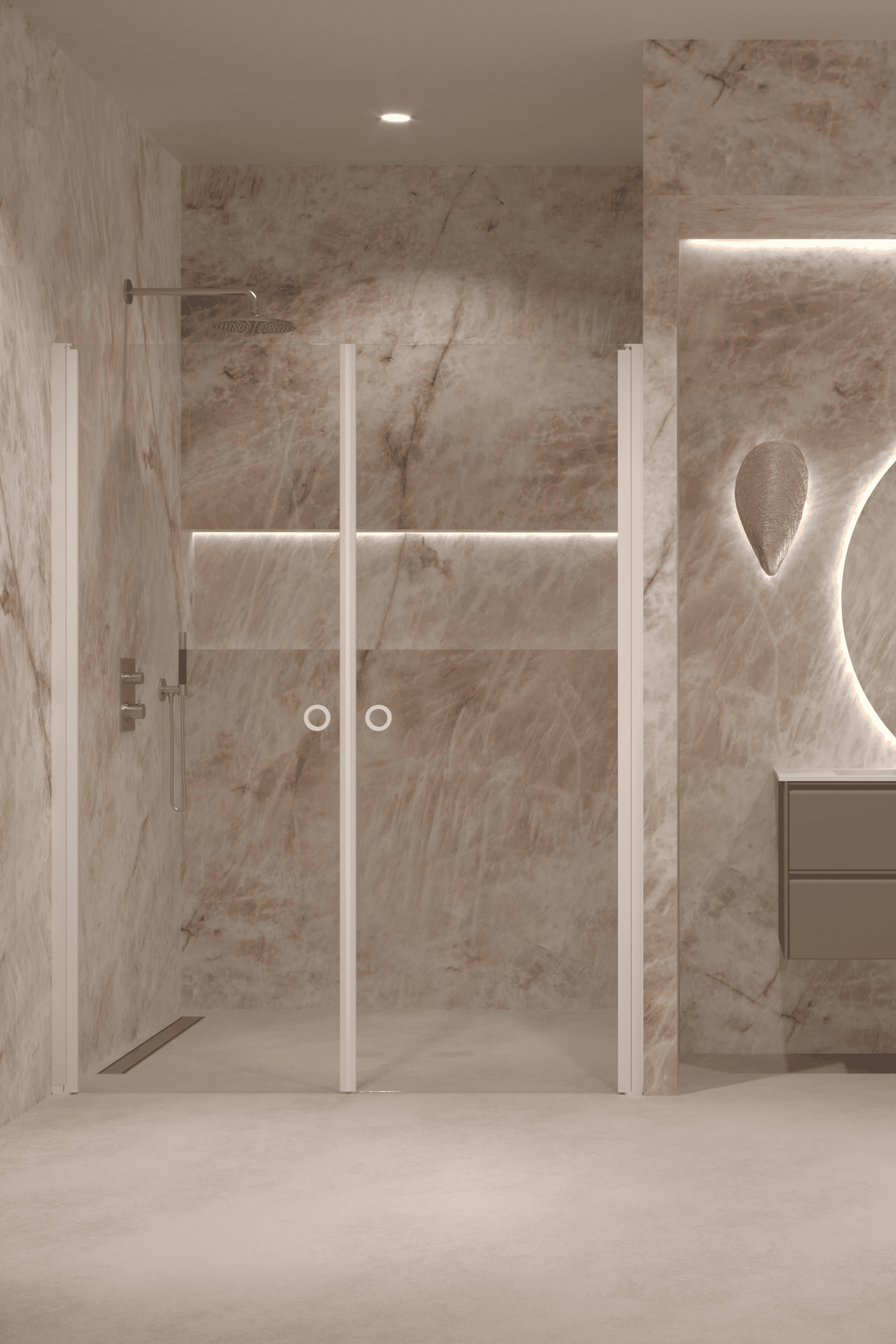 Alcove shower screen Hietakari Forma 321, hinged door + hinged door