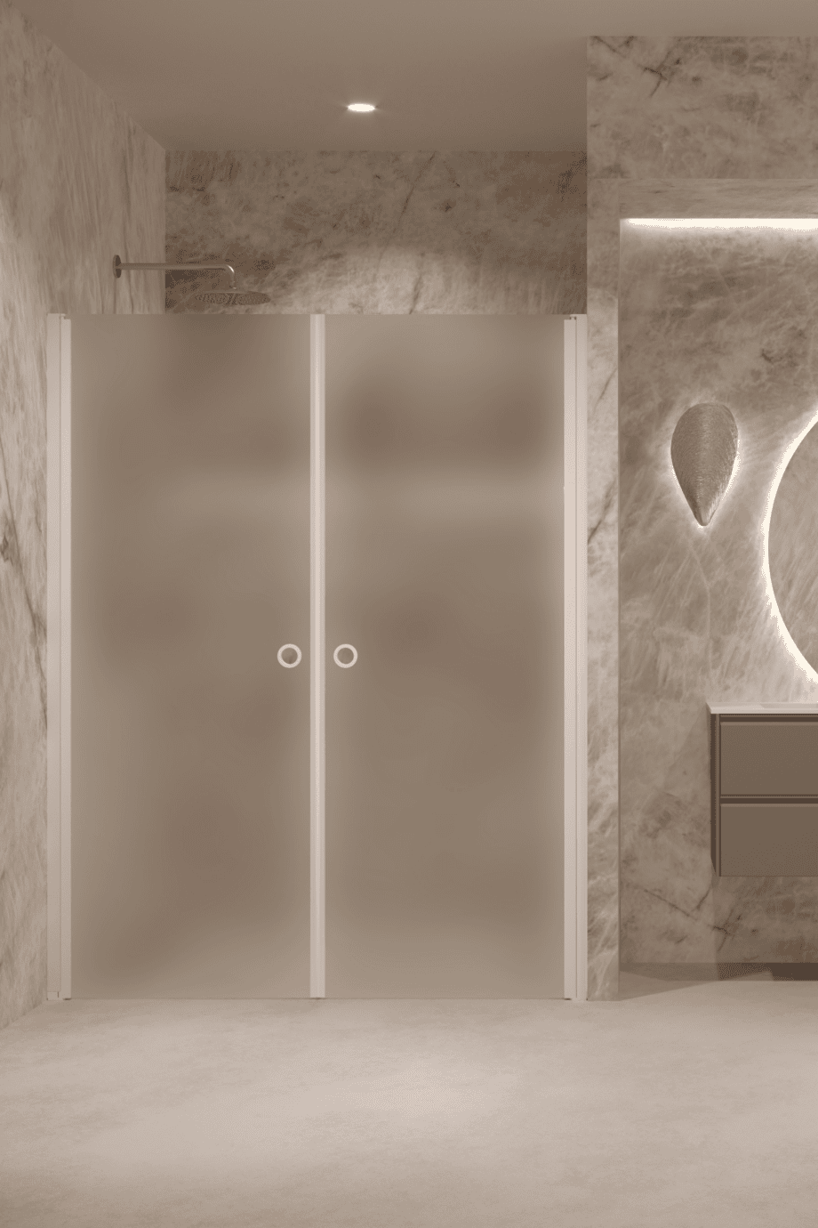 Alcove shower screen Hietakari Forma 321, white frame, satin frosted glass Alcove shower screen Hietakari Forma 321, white frame, satin frosted glass