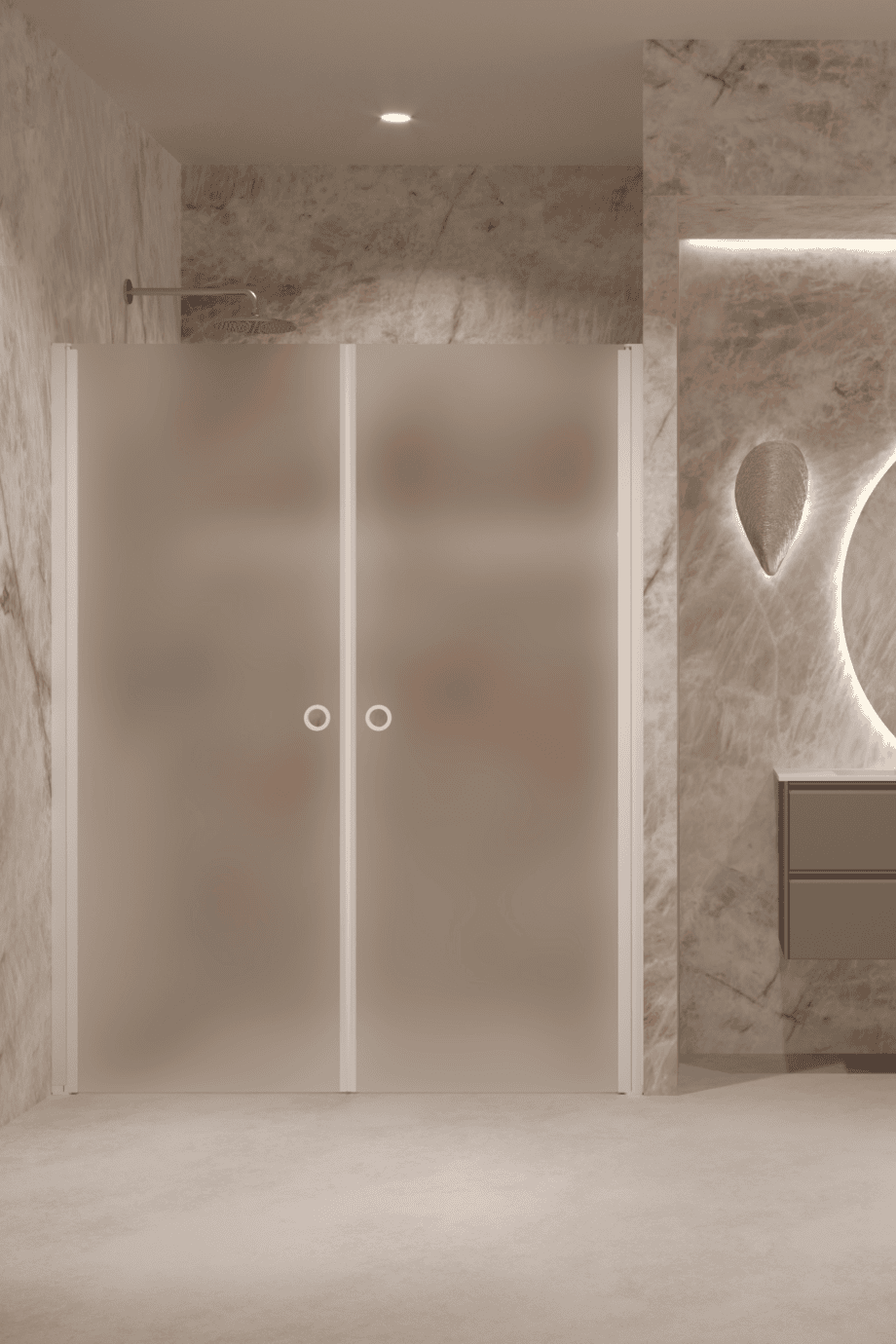 Alcove shower screen Hietakari Forma 321, white frame, super bright satin glass Alcove shower screen Hietakari Forma 321, white frame, super bright satin glass
