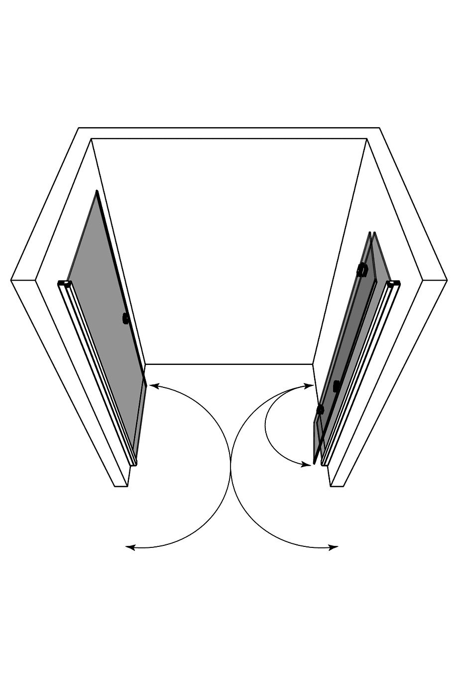 Alcove shower screen Hietakari Forma 322, hinged door + folding door – 4