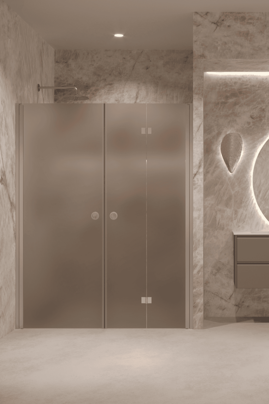 Alcove shower screen Hietakari Forma 322, aluminium frame, brown satin glass Alcove shower screen Hietakari Forma 322, aluminium frame, brown satin glass