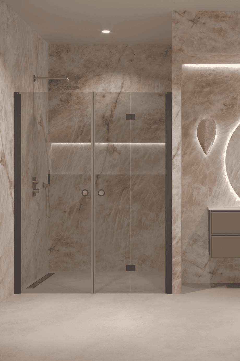 Alcove shower screen Hietakari Forma 322, Cocoa frame, grey tinted glass Alcove shower screen Hietakari Forma 322, Cocoa frame, grey tinted glass