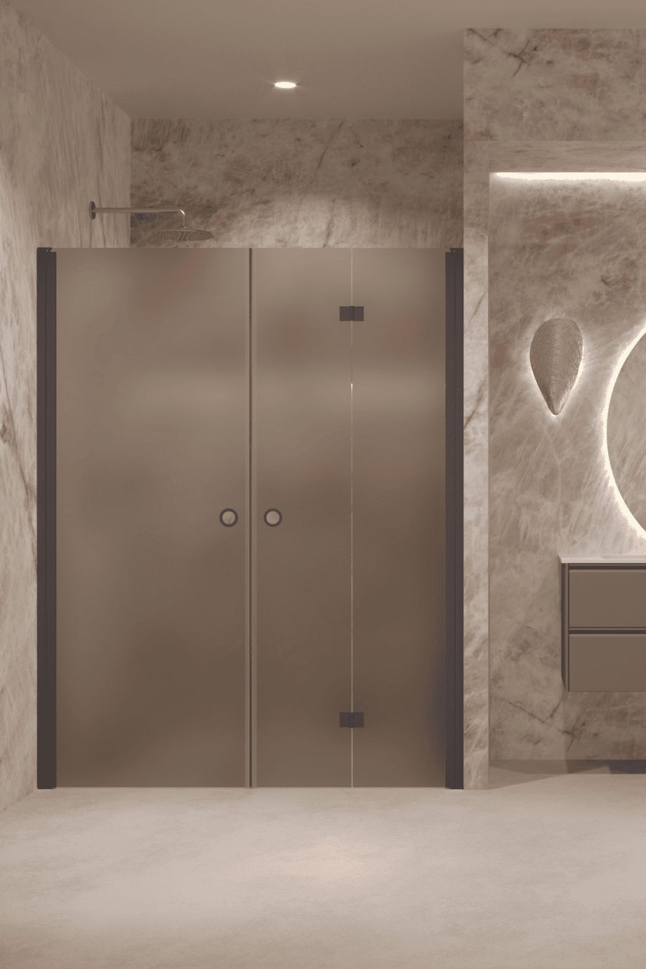 Alcove shower screen Hietakari Forma 322, Cocoa frame, brown satin glass Alcove shower screen Hietakari Forma 322, Cocoa frame, brown satin glass