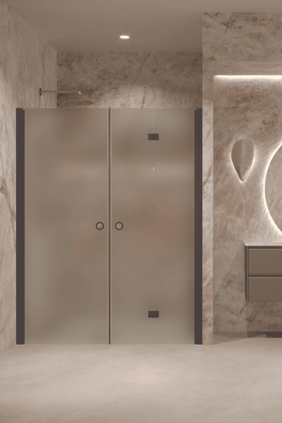 Alcove shower screen Hietakari Forma 322, Cocoa frame, satin frosted glass Alcove shower screen Hietakari Forma 322, Cocoa frame, satin frosted glass