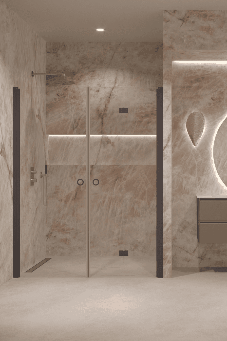 Alcove shower screen Hietakari Forma 322, Cocoa frame, super bright glass Alcove shower screen Hietakari Forma 322, Cocoa frame, super bright glass
