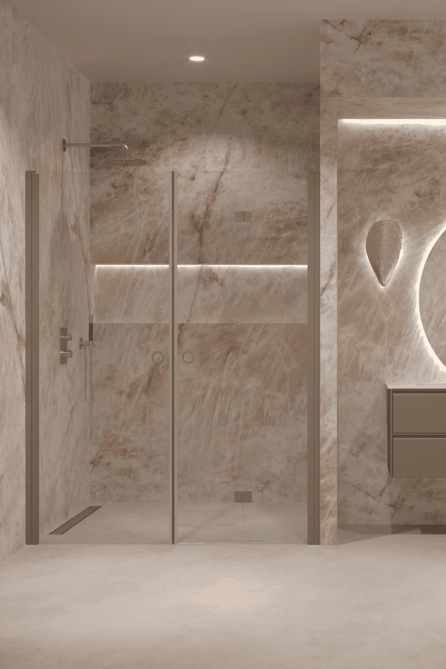 Alcove shower screen Hietakari Forma 322, hinged door + folding door – view 8 Alcove shower screen Hietakari Forma 322, hinged door + folding door – 8
