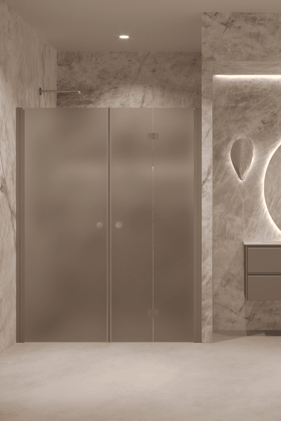 Alcove shower screen Hietakari Forma 322, Mocha frame, brown satin glass Alcove shower screen Hietakari Forma 322, Mocha frame, brown satin glass