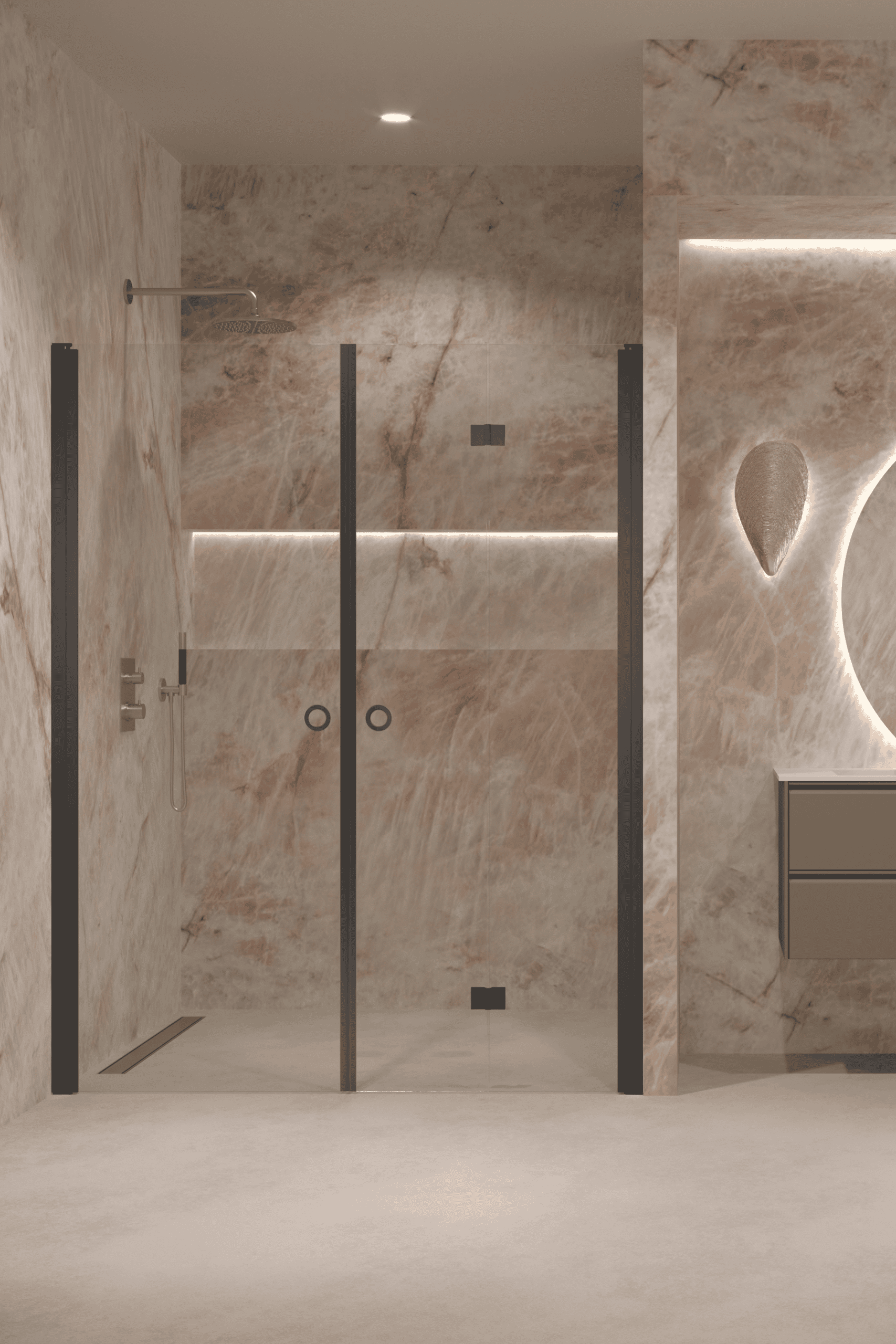 Alcove shower screen Hietakari Forma 322, black frame, clear glass Alcove shower screen Hietakari Forma 322, black frame, clear glass