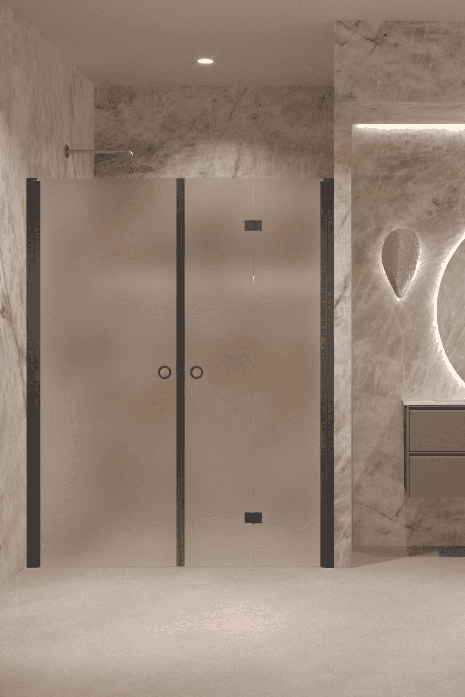 Alcove shower screen Hietakari Forma 322, black frame, super bright satin glass Alcove shower screen Hietakari Forma 322, black frame, super bright satin glass