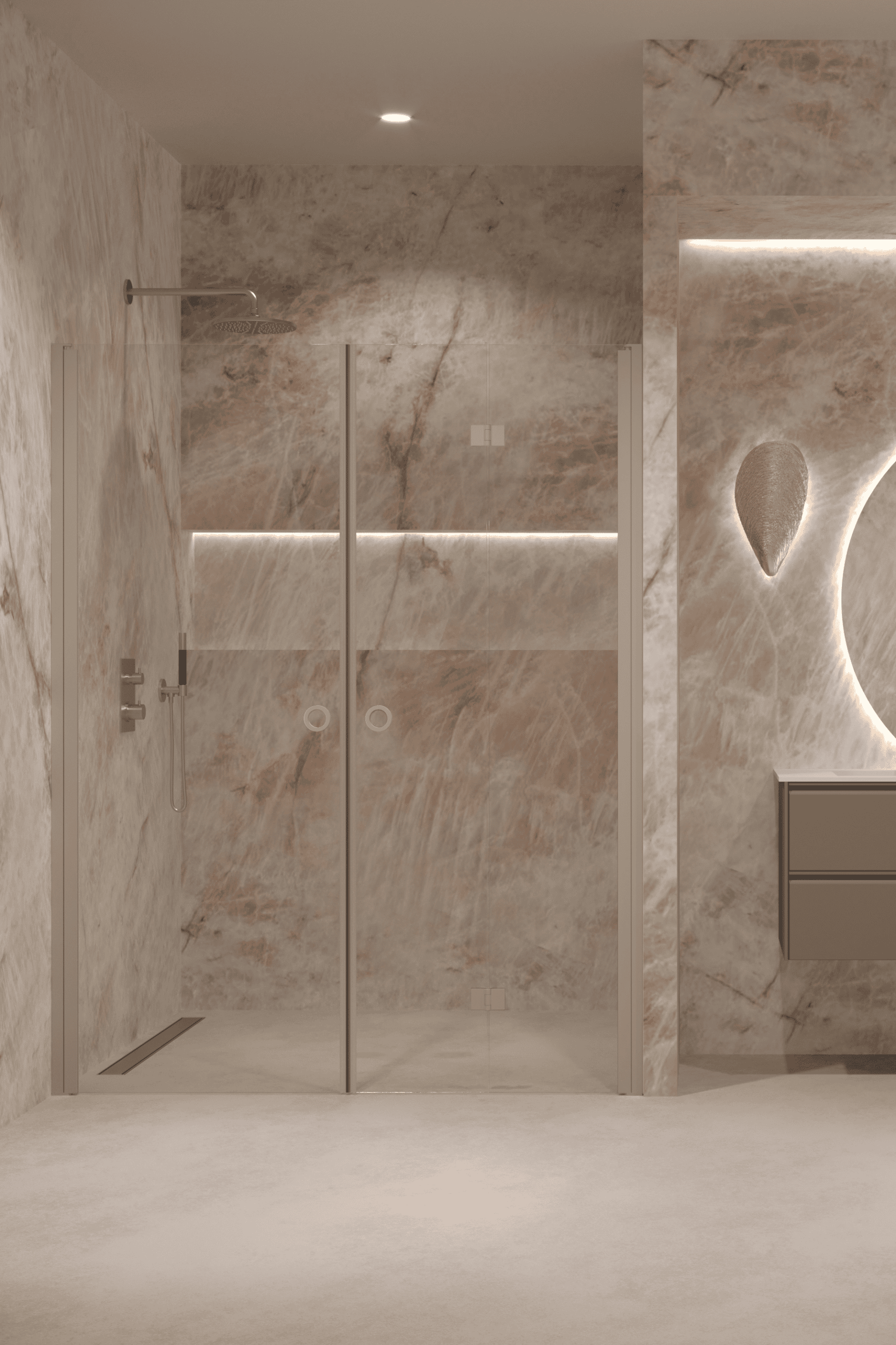 Alcove shower screen Hietakari Forma 322, Sand frame, clear glass Alcove shower screen Hietakari Forma 322, Sand frame, clear glass