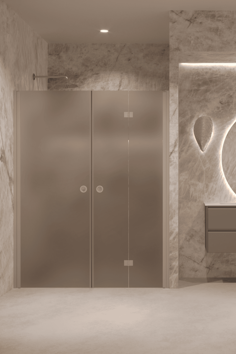 Alcove shower screen Hietakari Forma 322, Sand frame, brown satin glass Alcove shower screen Hietakari Forma 322, Sand frame, brown satin glass