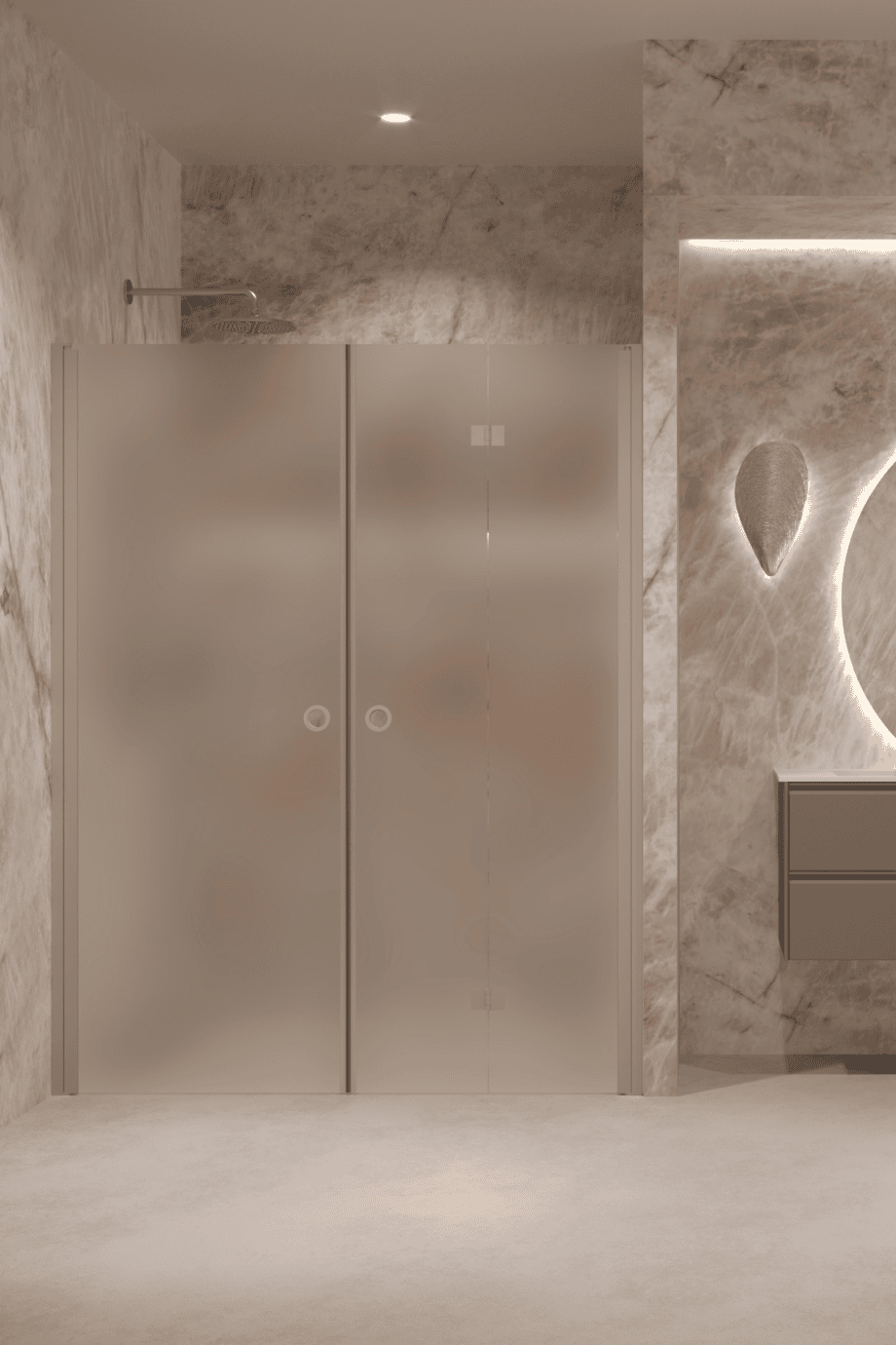 Alcove shower screen Hietakari Forma 322, Sand frame, super bright satin glass Alcove shower screen Hietakari Forma 322, Sand frame, super bright satin glass