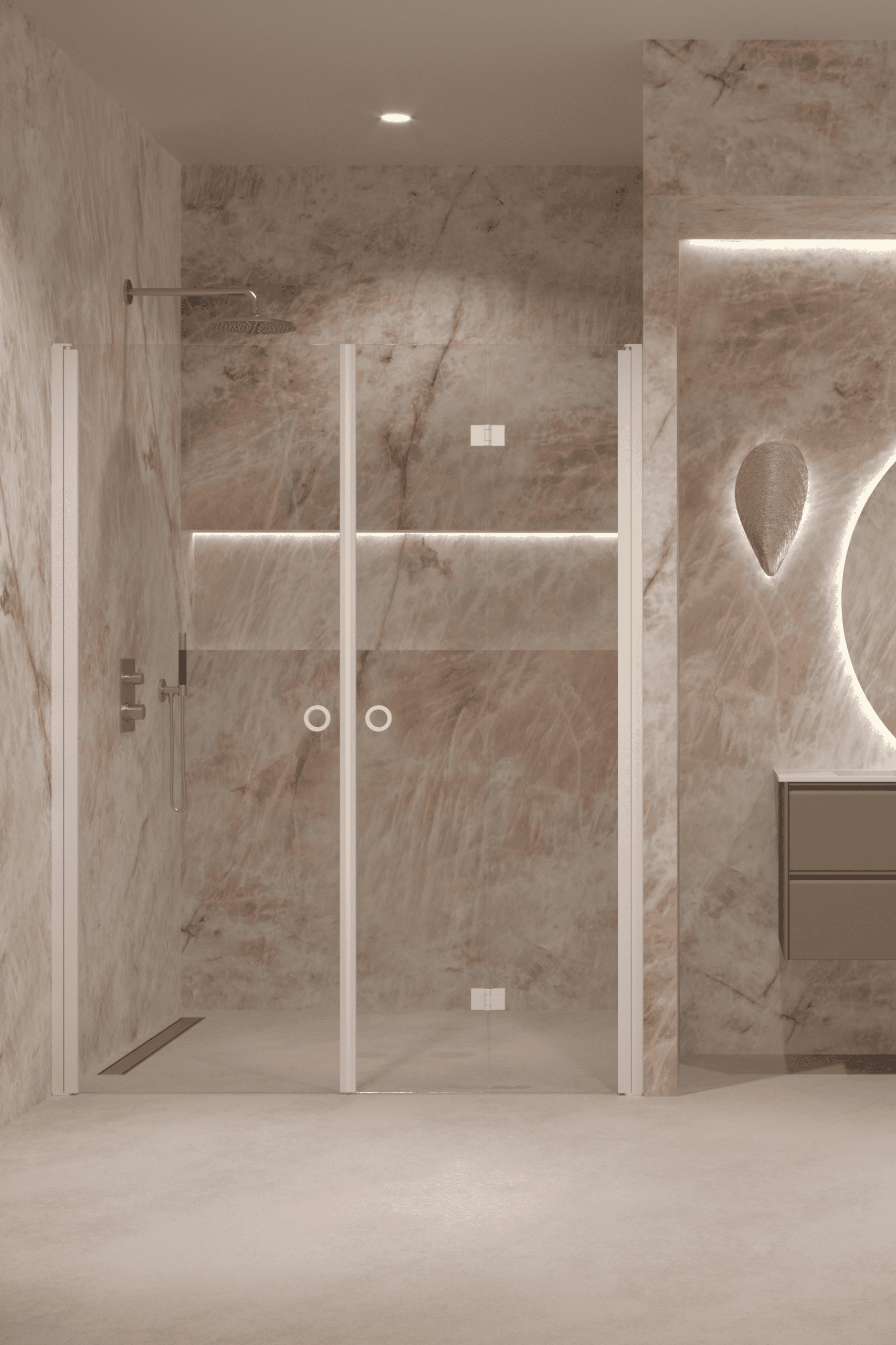 Alcove shower screen Hietakari Forma 322, hinged door + folding door