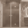 Alcove shower screen Hietakari Forma 322, white frame, brown satin glass Alcove shower screen Hietakari Forma 322, white frame, brown satin glass