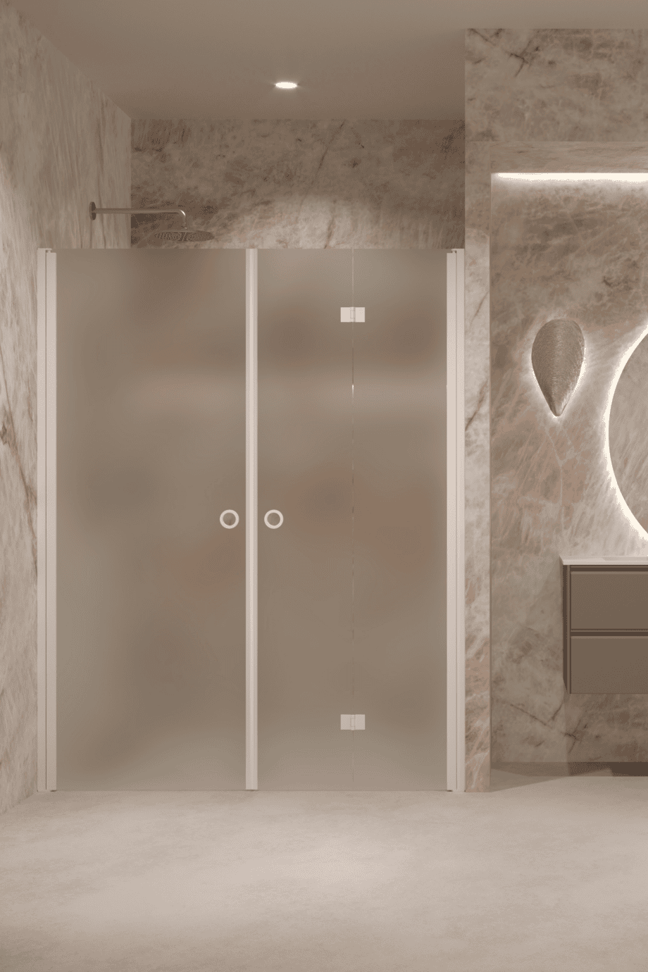 Alcove shower screen Hietakari Forma 322, white frame, satin frosted glass Alcove shower screen Hietakari Forma 322, white frame, satin frosted glass
