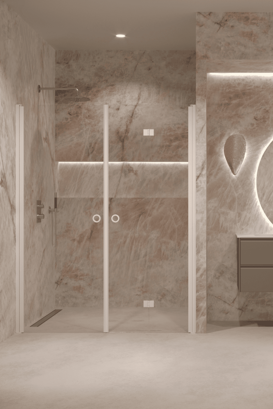 Alcove shower screen Hietakari Forma 322, white frame, super bright glass Alcove shower screen Hietakari Forma 322, white frame, super bright glass