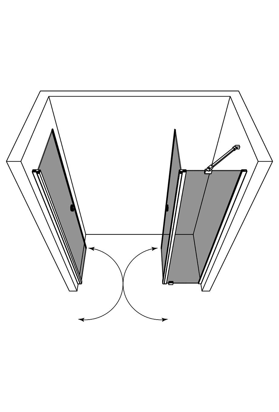 Alcove shower screen Hietakari Forma 323, hinged door + hinged door with fixed part – 4