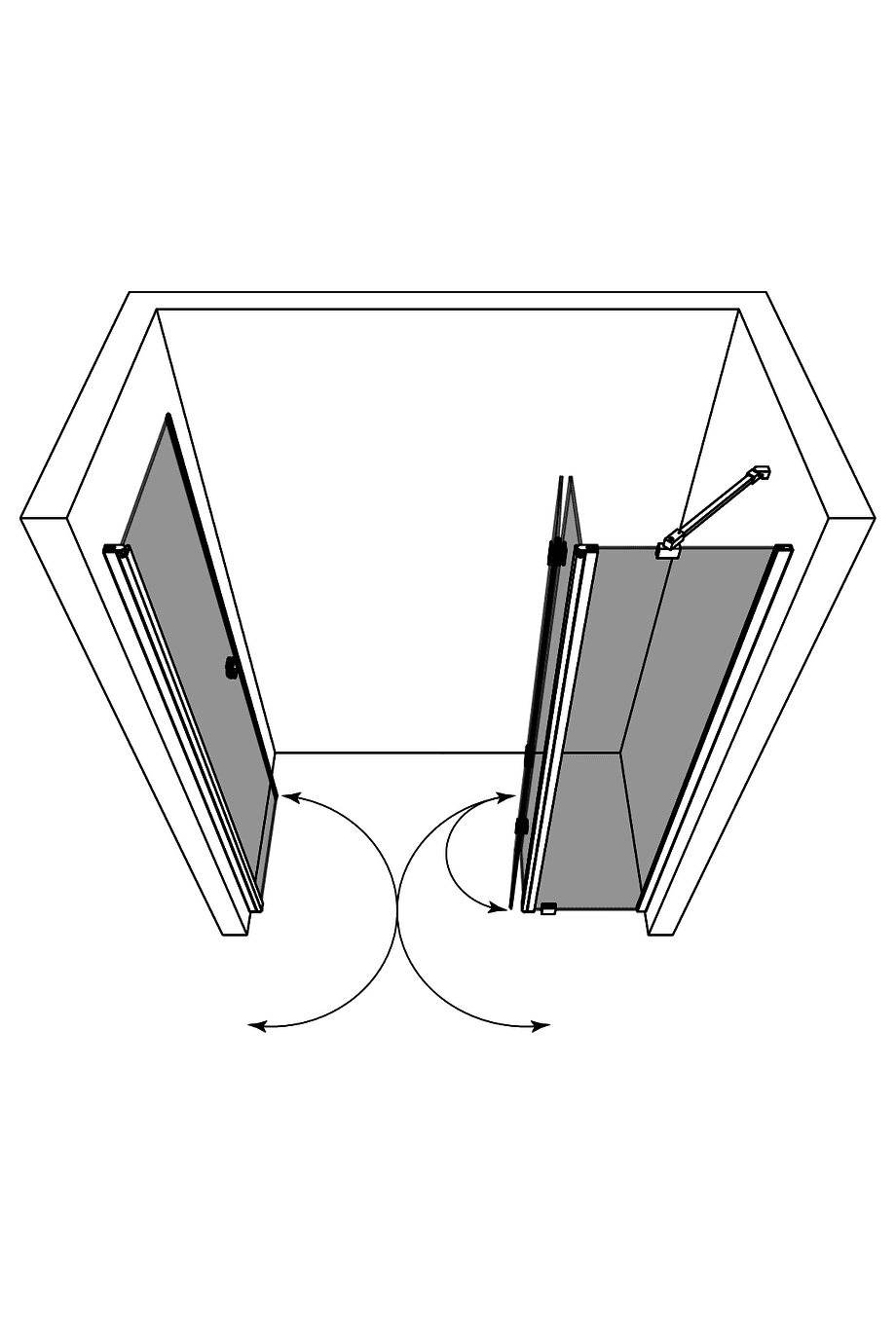 Alcove shower screen Hietakari Forma 324, hinged door + folding door with fixed part – 4