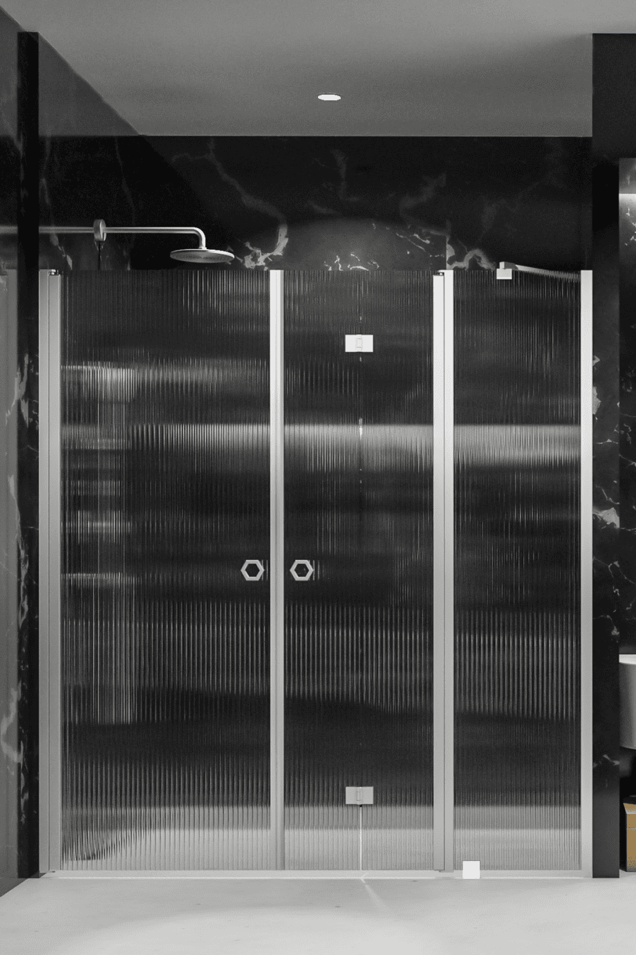 Alcove shower screen Hietakari Forma 324, aluminium frame, reeded glass Alcove shower screen Hietakari Forma 324, aluminium frame, reeded glass