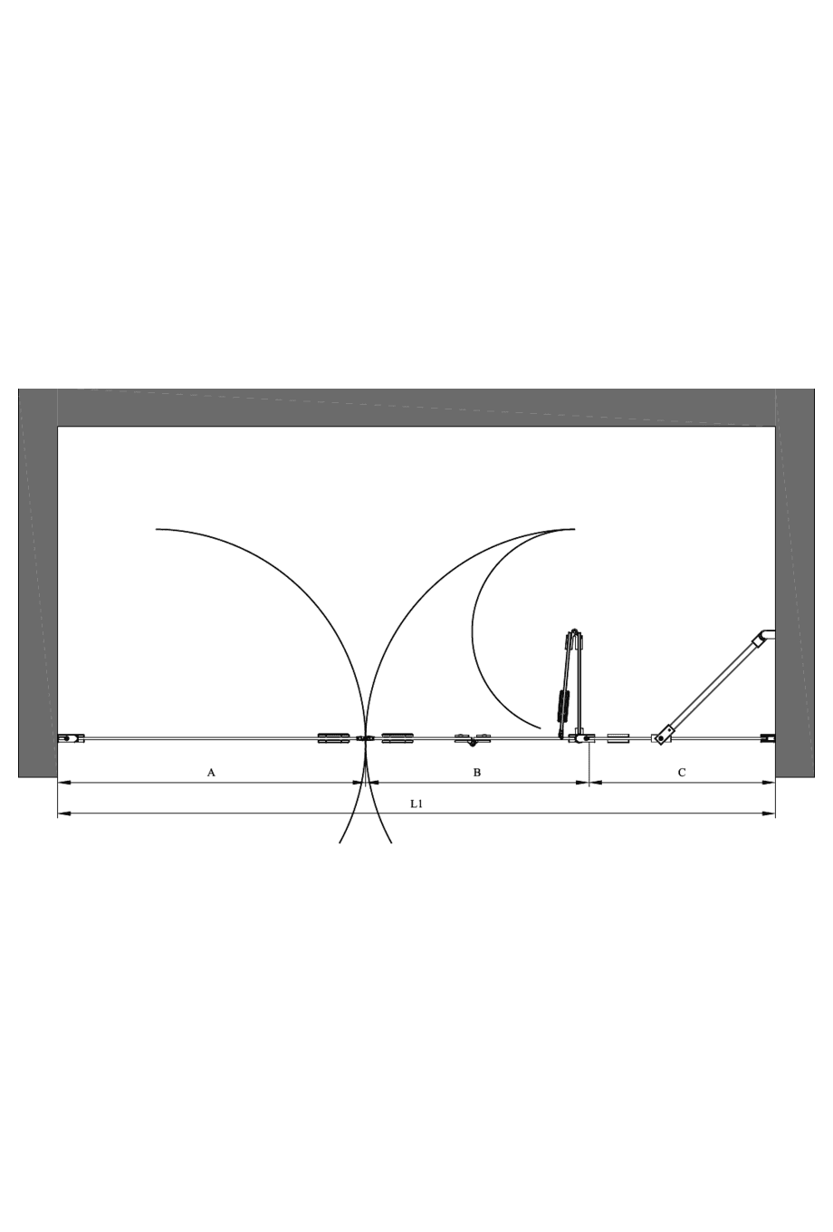 Alcove shower screen Hietakari Forma 324, hinged door + folding door with fixed part – 2