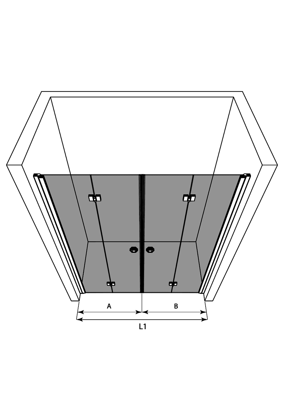 Alcove shower screen Hietakari Forma 325, folding door + folding door – 3